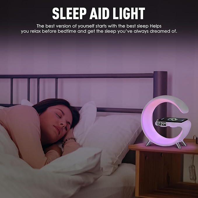 G-shape Multifunctional Bluetooth Speaker with Wireless Charger & Lamp