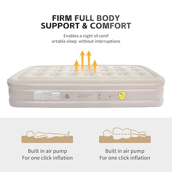 Single Air Mattress, Built-in Pump with Storage Bag