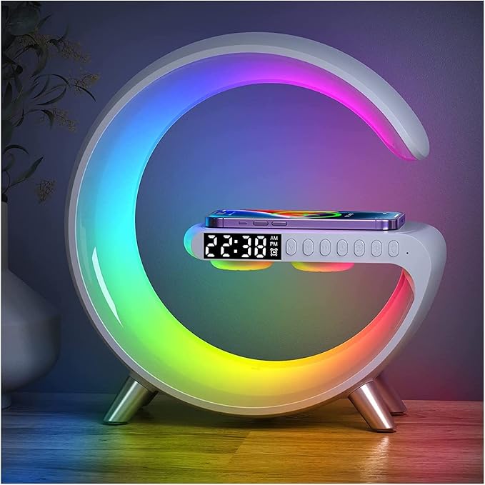 G-shape Multifunctional Bluetooth Speaker with Wireless Charger & Lamp