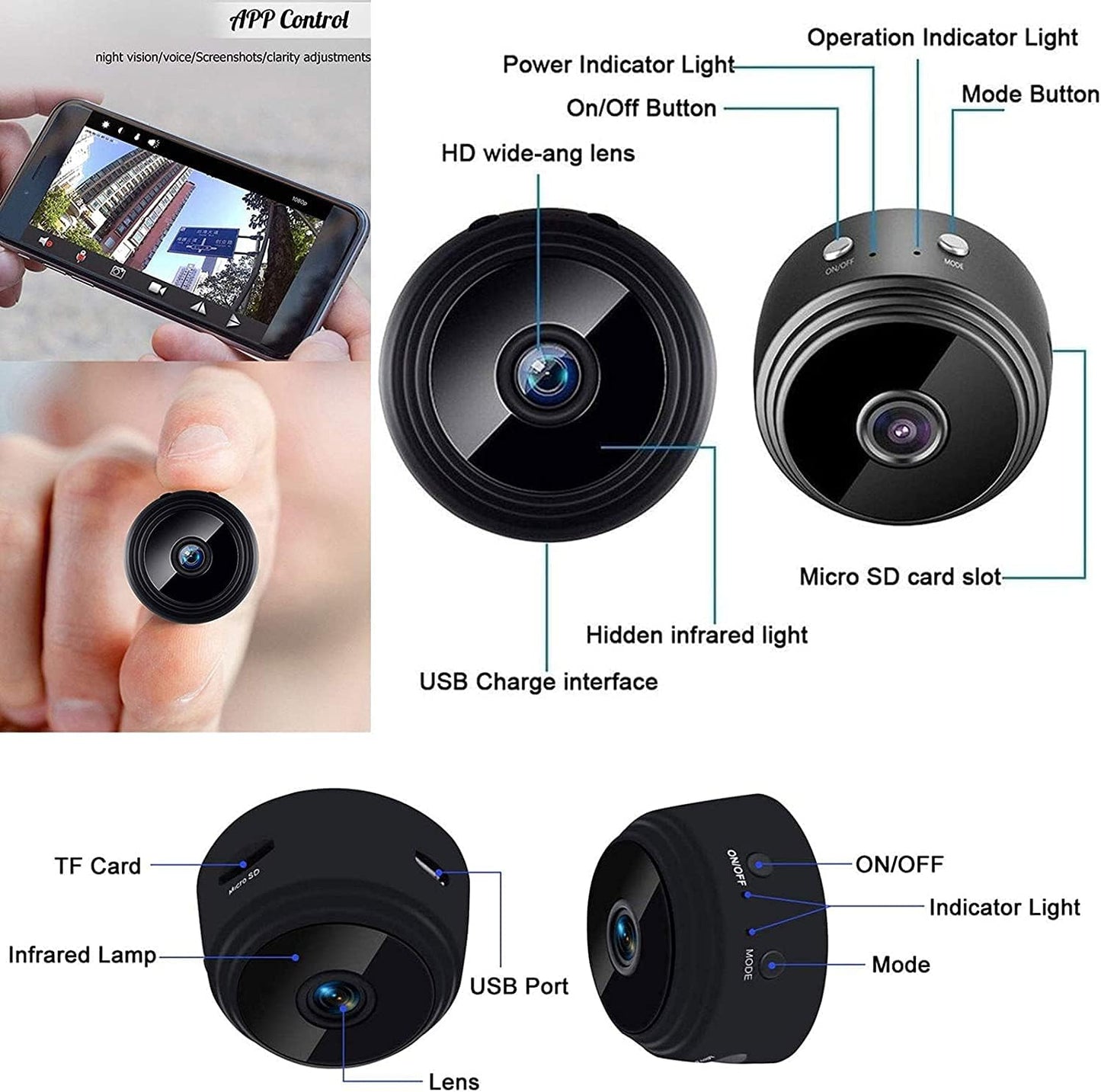 A9 Mini Wireless WiFi Hidden Security Camera - 1080P HD with Night Vision & Motion Detection