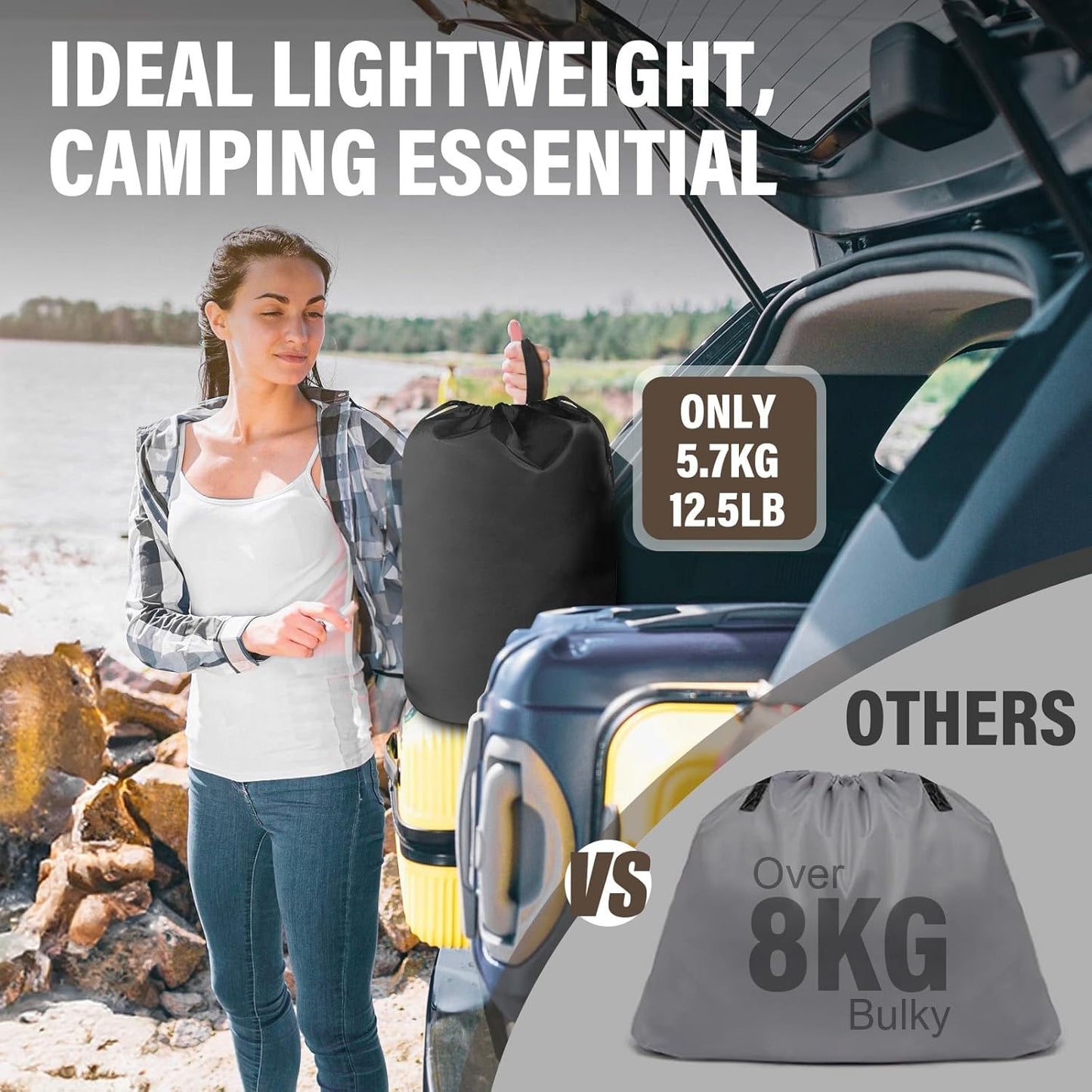 Single Air Mattress, Built-in Pump with Storage Bag