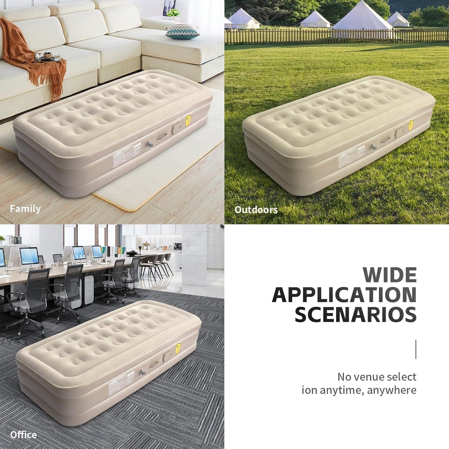 Single Air Mattress, Built-in Pump with Storage Bag