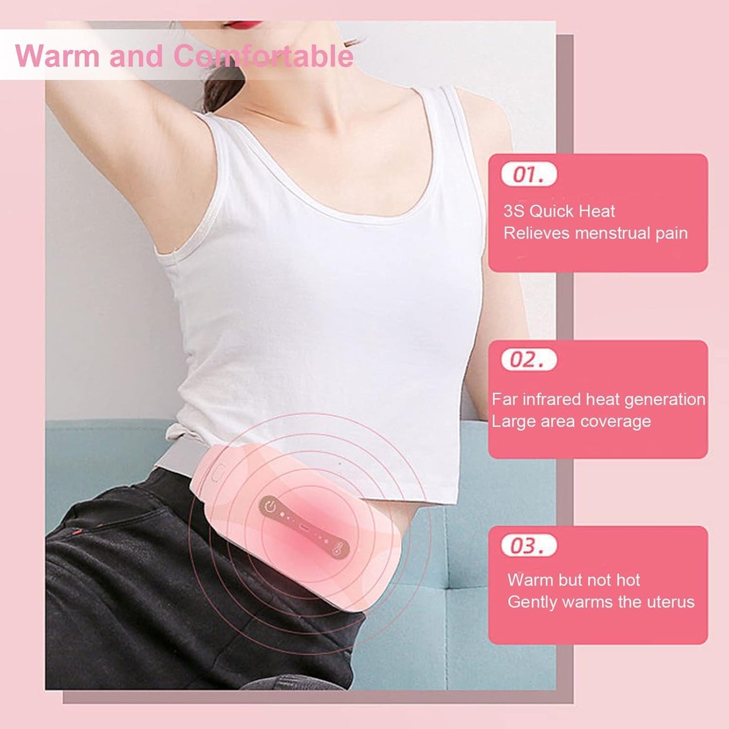 Menstrual Heating Pad: 3-Level Adjustable Electric Period Pain Relief Belt