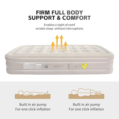 Single Air Mattress, Built-in Pump with Storage Bag