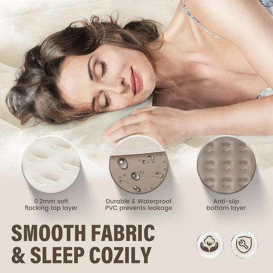 Single Air Mattress, Built-in Pump with Storage Bag