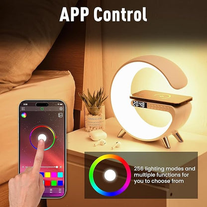G-shape Multifunctional Bluetooth Speaker with Wireless Charger & Lamp