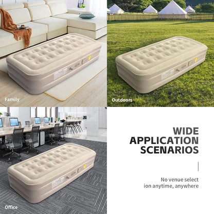 Single Air Mattress, Built-in Pump with Storage Bag