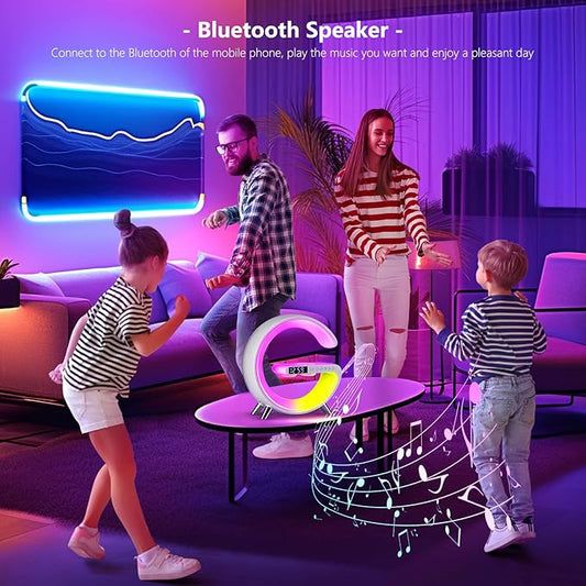 G-shape Multifunctional Bluetooth Speaker with Wireless Charger & Lamp